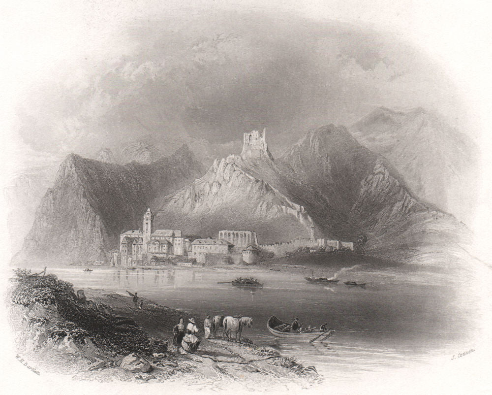 Burgruine Dürnstein, Austria. Danube Donau. BARTLETT 1840 old antique print